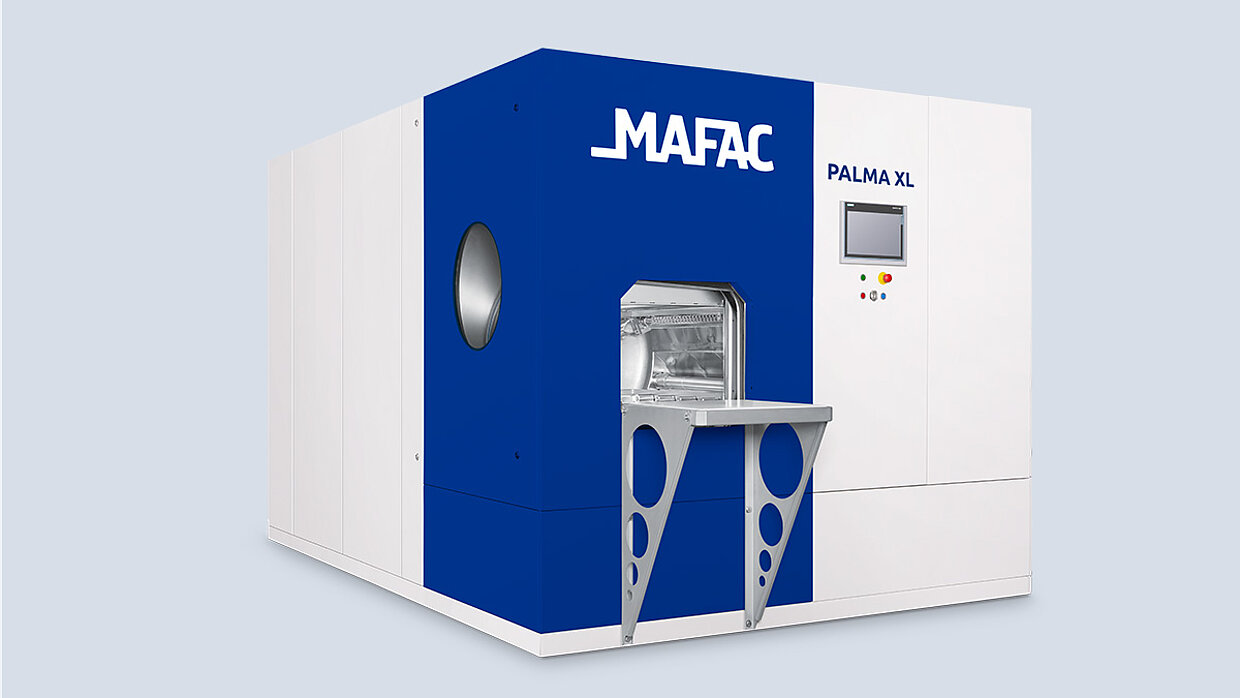 Perspective view of a MAFAC PALMA XL cleaning system for component cleaning