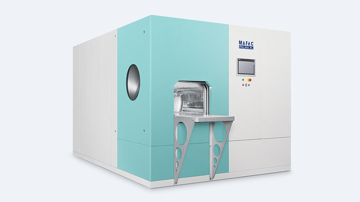 Perspective view of a MAFAC PALMA XL cleaning system for component cleaning