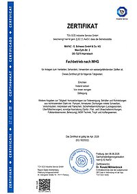 TÜV SÜD Zertifikat für MAFAC - E. Schwarz GmbH & Co. KG, Fachbetrieb nach WHG, gültig bis 04/2026