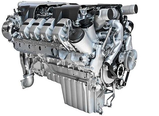 Truck engine on a white background