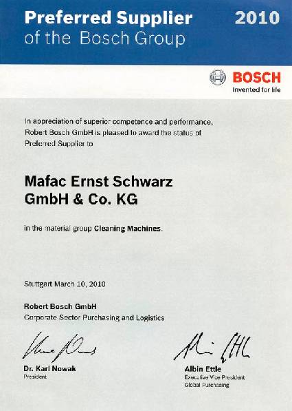 Zertifikat Bosch